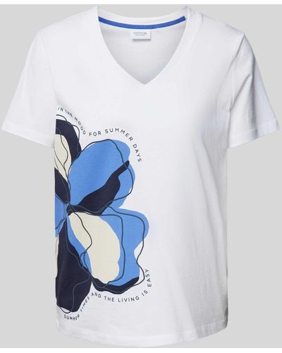 comma casual identity T-Shirt mit Motiv-Print - Blau