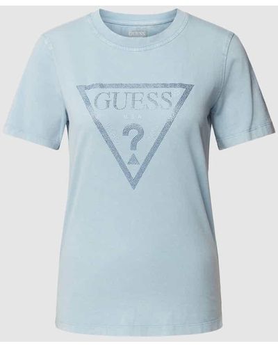 Guess T-Shirt mit Ziersteinbesatz - Blau