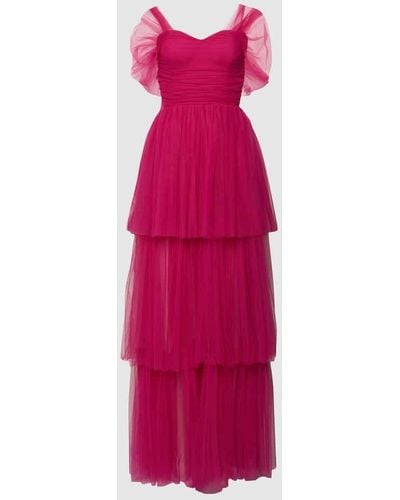 LACE & BEADS Abendkleid im Off-Shoulder-Design - Pink