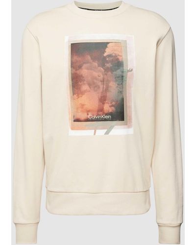 Calvin Klein Sweatshirt Met Label- En Motiefprint - Wit