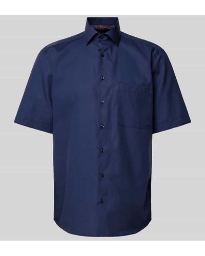 Eterna Comfort Fit Business-Hemd mit Brusttasche - Blau