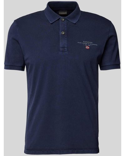 Napapijri Regular Fit Poloshirt mit Label-Print Modell 'elbas' - Blau