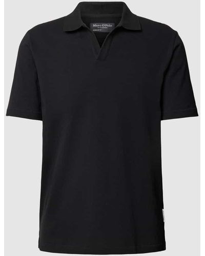 Marc O' Polo Regular Fit Poloshirt mit V-Ausschnitt - Schwarz