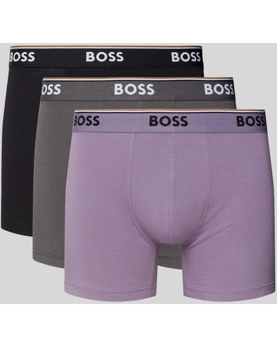 BOSS Trunks mit elastischem Logo-Bund im 3er-Pack - Lila