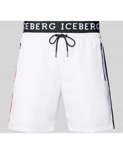 Iceberg Badehose mit seitlichen Reißverschlusstaschen - Weiß