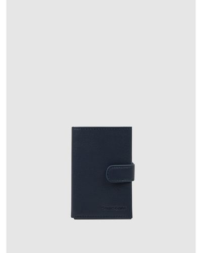 Samsonite Kartenetui aus Leder Modell 'Alu Fit' - Blau