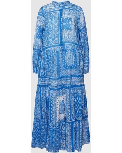 0039 Italy Midi-jurk Met All-over Motief - Blauw