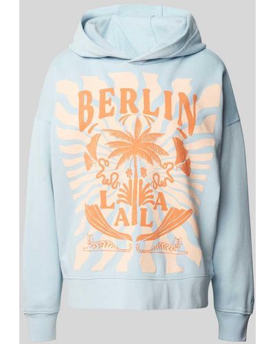 Lala Berlin Oversized Hoodie mit gerippten Abschlüss - Weiß