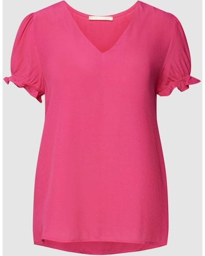 Edc By Esprit Blusenshirt aus Viskose mit V-Ausschnitt - Pink