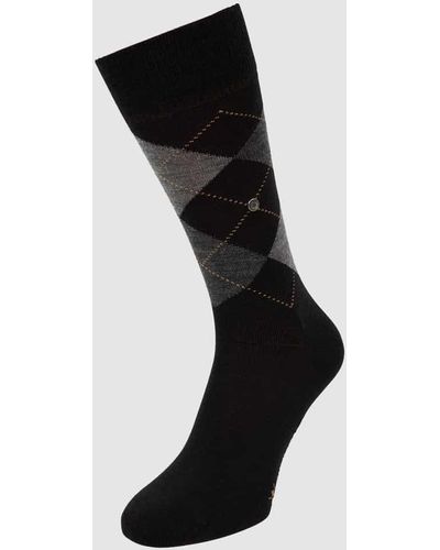 Burlington Socken aus Schurwollmischung Modell 'Edinburgh' - Schwarz
