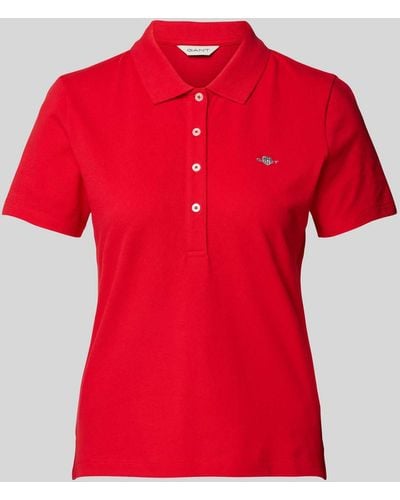 GANT Slim Fit Poloshirt Met Labelstitching - Rood