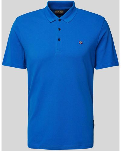 Napapijri Slim Fit Poloshirt mit Logo-Stitching Modell 'EALIS' - Blau