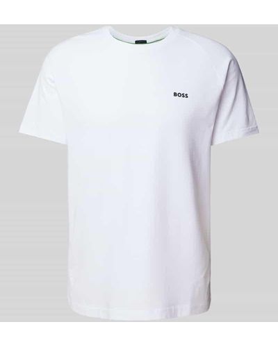 BOSS T-Shirt mit Label-Print - Weiß