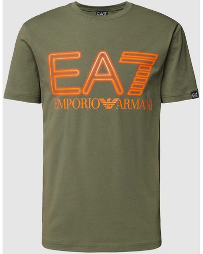 EA7 T-shirt Met Labelprint - Groen