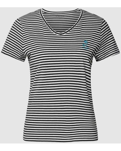Tom Tailor T-Shirt aus Baumwolle mit Streifenmuster - Schwarz