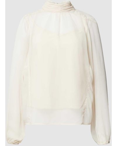 Vero Moda Semitransparentes Blusenshirt mit Stehkragen Modell 'RHEA' - Weiß