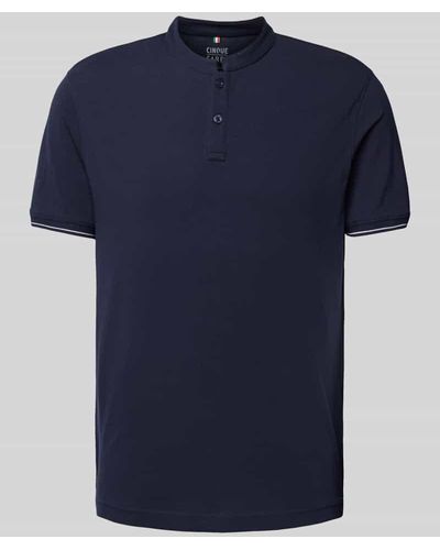 Cinque T-Shirt mit kurzer Knopfleiste - Blau