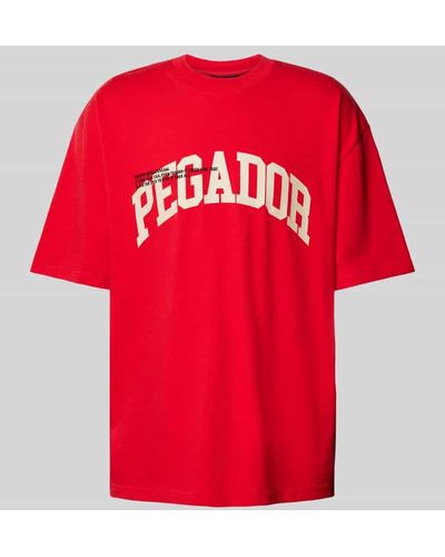 PEGADOR Oversized T-Shirt mit Label-Print - Rot