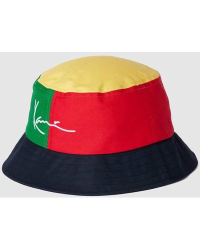 Karlkani Bucket Hat im Colour-Blocking-Design - Rot