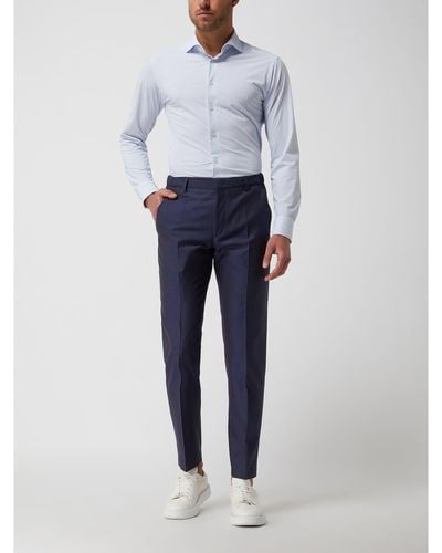 Eton Slim Fit Zakelijk Overhemd Van Jersey - Blauw