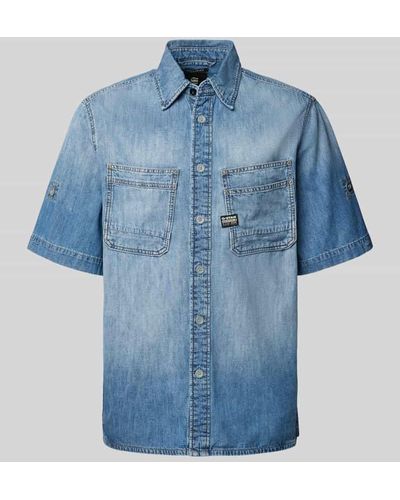 G-Star RAW Regular Fit Jeanshemd mit Brusttaschen Modell 'Slanted' - Blau