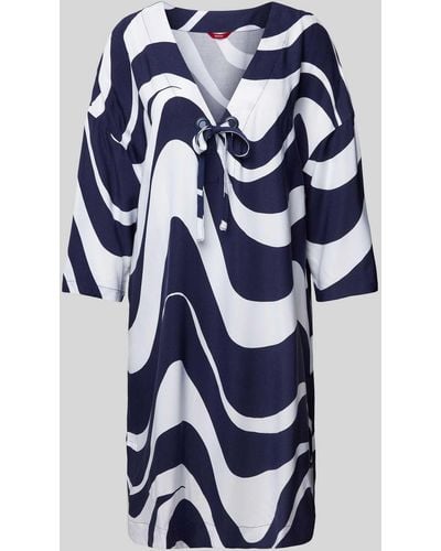 Esprit Knielanges Kleid mit Allover-Print Modell 'WAVE BEACH' - Blau