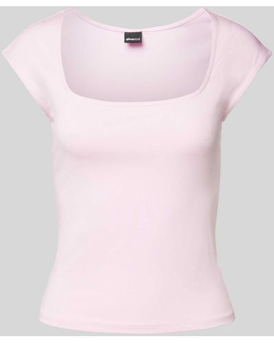 Gina Tricot T-Shirt mit U-Boot-Ausschnitt - Pink