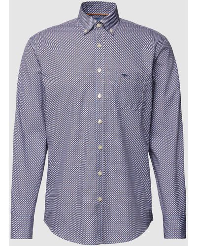 Fynch-Hatton Slim Fit Vrijetijdsoverhemd Met Button-downkraag - Blauw