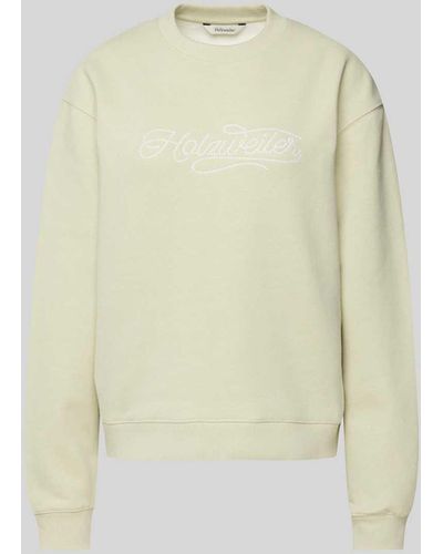 Holzweiler Oversized Sweatshirt mit Label-Stitching - Weiß