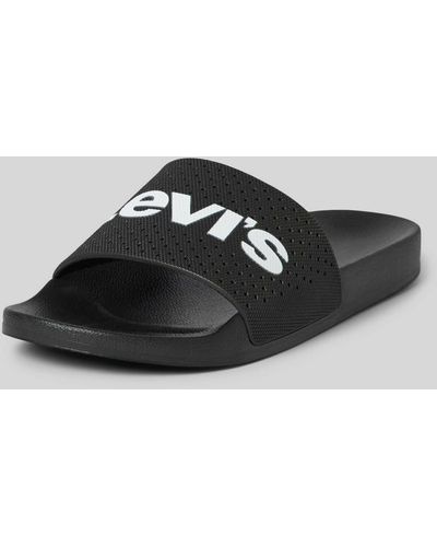 Levi's Slippers Met Labelprint - Zwart