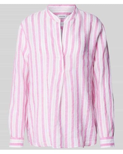 Seidensticker Bluse aus Leinen mit Streifenmuster - Pink