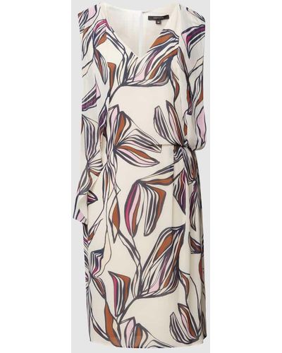 Comma, Knielanges Kleid mit floralem Allover-Muster - Mehrfarbig