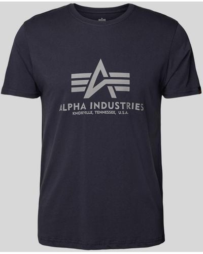 Alpha Industries T-Shirt mit Label-Print - Blau
