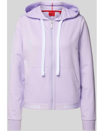 HUGO Sweatjacke mit Label-Print Modell 'SPORTY' - Lila