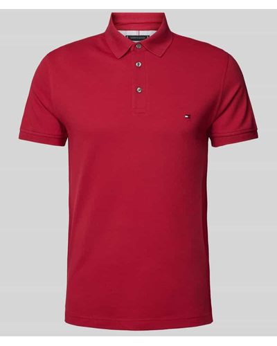 Tommy Hilfiger Slim Fit Poloshirt mit Label-Stitching - Rot