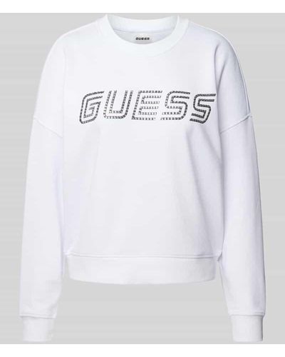 Guess Sweatshirt mit überschnittenen Schultern und Label-Print - Grau