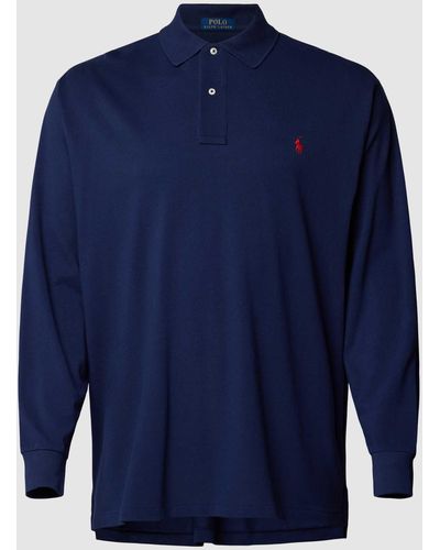 Ralph Lauren Plus Size Poloshirt Met Logostitching - Blauw