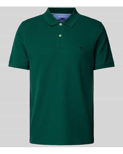 Fynch-Hatton Regular Fit Poloshirt mit Label-Stitching - Grün