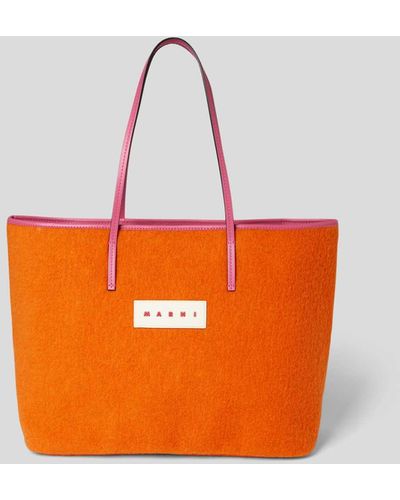 Marni Handtasche mit Label-Patch - Orange
