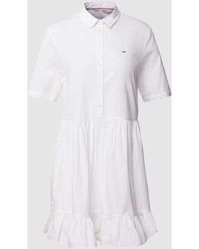 Tommy Hilfiger Blusenkleid mit Kentkragen Modell 'POPLIN' - Weiß