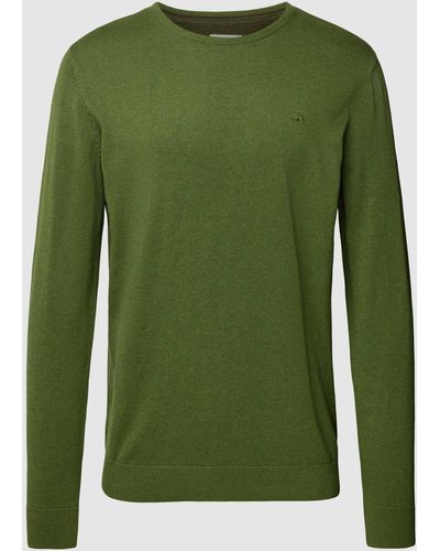 Tom Tailor Gebreide Pullover Met Labelstitching - Groen