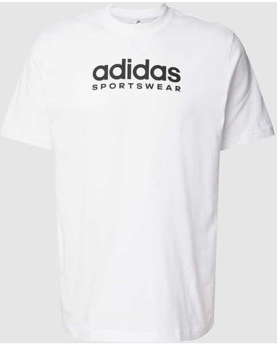 adidas T-Shirt mit Label-Print - Weiß