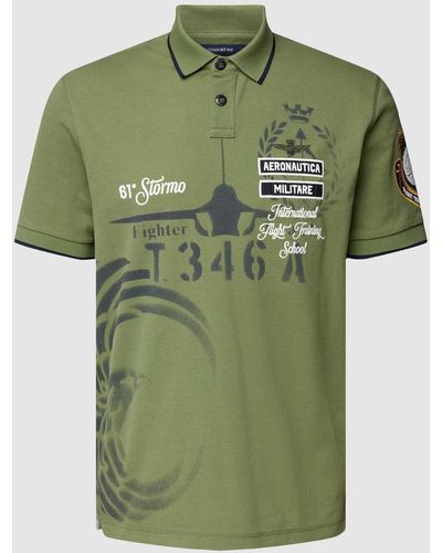 Aeronautica Militare Poloshirt mit Label-Stitching - Grün