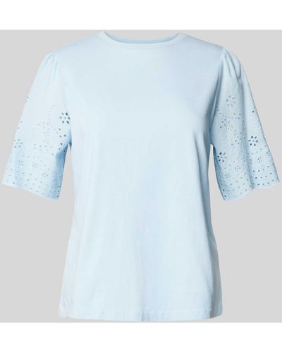 Y.A.S T-shirt Met Broderie Anglaise - Blauw