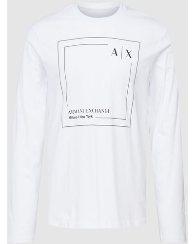 Armani Exchange Longsleeve mit Label-Print - Weiß
