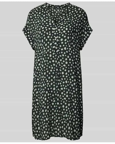 Opus Knielanges Kleid mit Allover-Muster Modell 'Wularo dot' - Schwarz