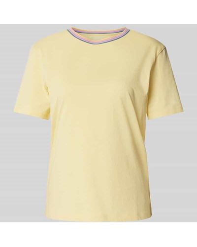 Jake*s T-Shirt mit kontrastivem Rundhalsausschnitt - Gelb