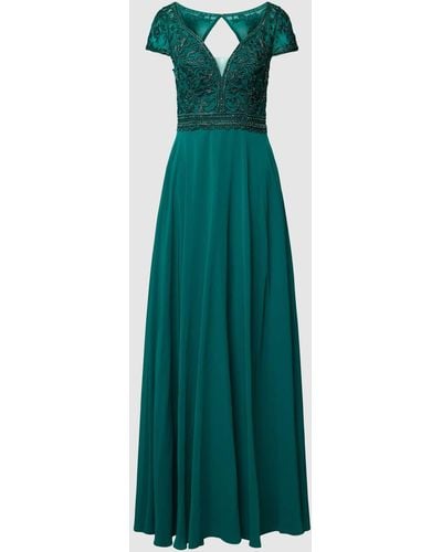 Luxuar Abendkleid mit Spitzenbesatz - Grün