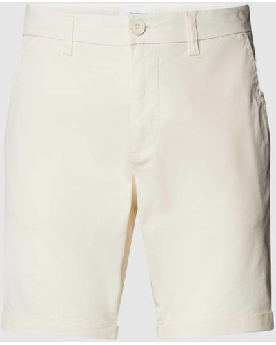 Knowledge Cotton Regular Fit Chino-Shorts mit Gesäßtaschen - Natur