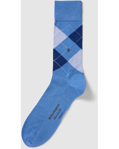 Burlington Sokken Met Ruitmotief - Blauw